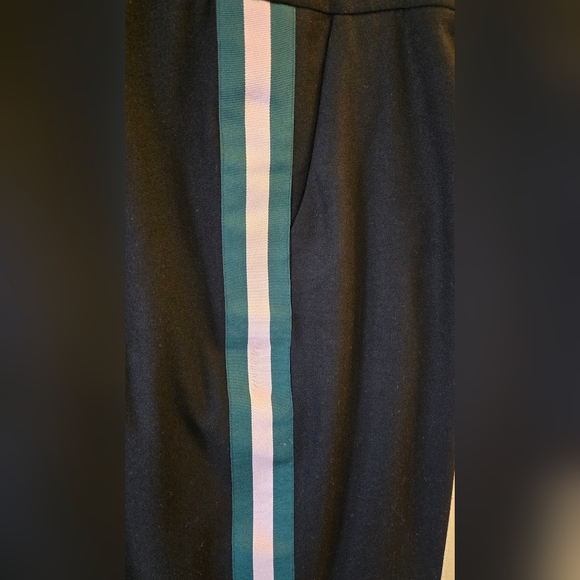 Boden Black Sherborne Wide Leg Wool Trousers Green & Pink Stripe US 14L UK 18L - Picture 6 of 11